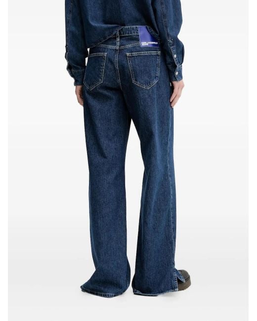 Karl Lagerfeld Blue Split-Hem Jeans