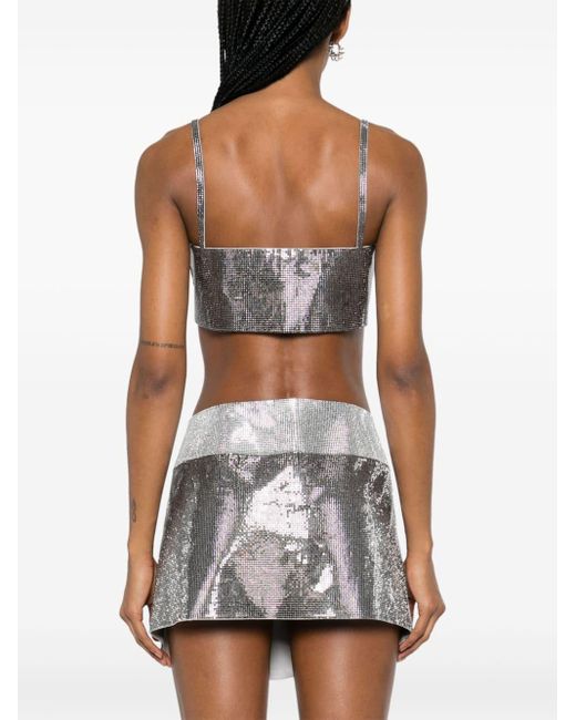 Nue Gray Mirror Cropped-Top mit Strass