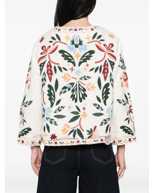 MAISON 123 White Voltige Floral-Embroidered Cardigan
