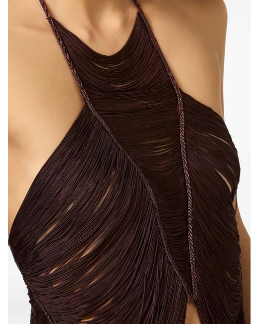 Elisabetta Franchi Red Top With Fringes