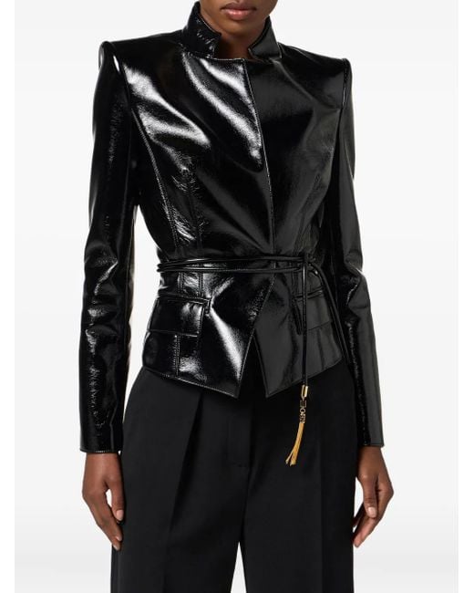 Elisabetta Franchi Black Jacke Mit Gürtel