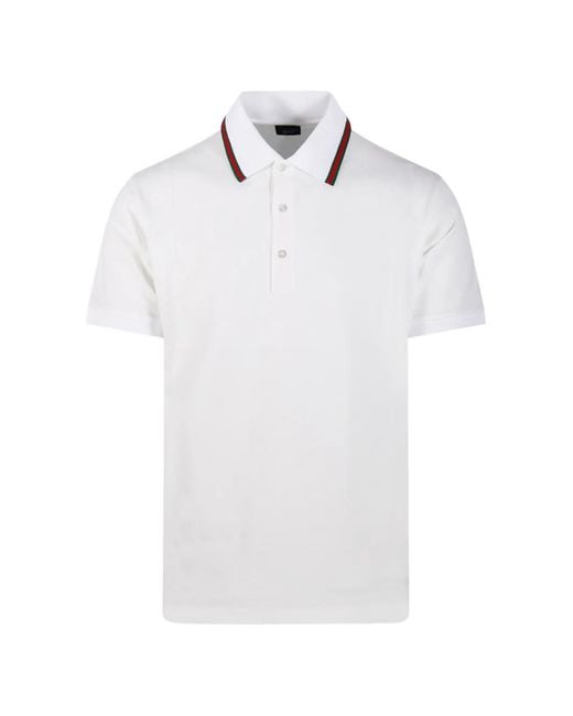 Gucci White Web-Stripe Polo Shirt for men