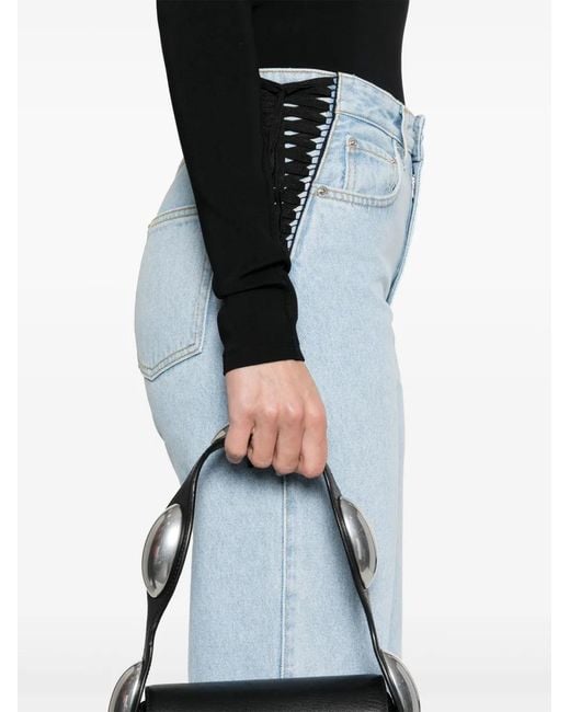 Mugler Blue Lace-up Straight Leg Jeans