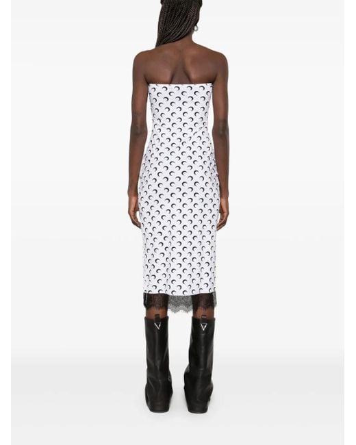 MARINE SERRE White Crescent Moon Bustier Midi Dress
