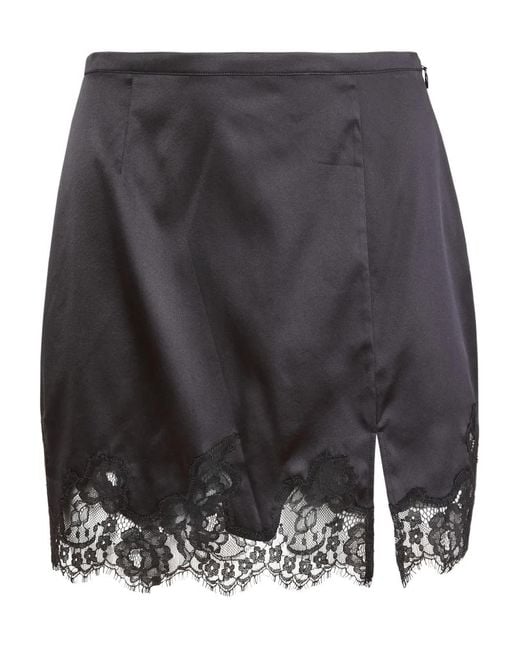 Fleur du Mal Gray Juliet Lace Slip Mini Skirt