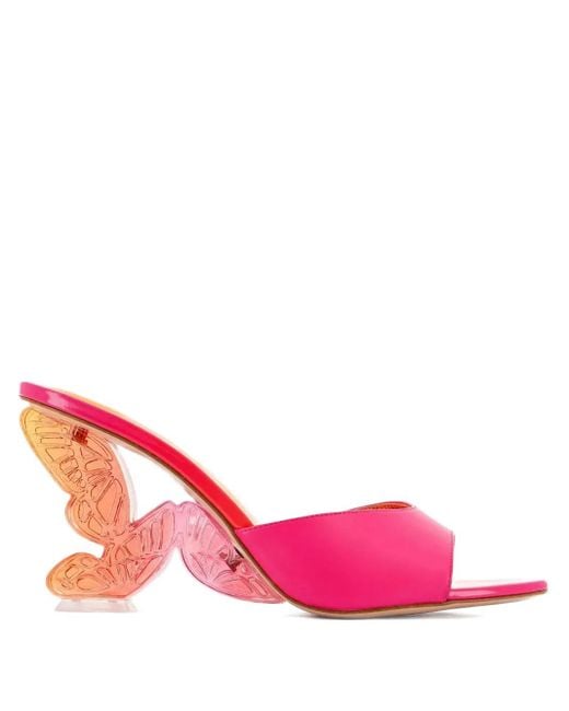 Sophia Webster Pink Paloma Butterfly-Wing Heeled Sandals