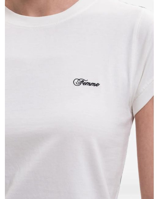 Vetements White Logo-Embroidered Crew-Neck T-Shirt
