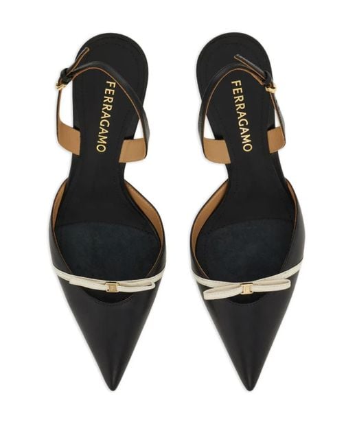 Ferragamo Metallic Mini Bow Slingbacks