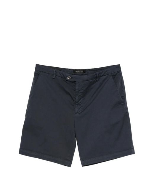 Michael Coal Blue Belt-Loop Button-Fastening Shorts for men