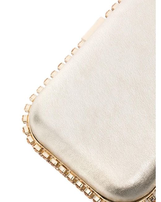 Rosantica White Clio Crystal-Embellished Leather Clutch Bag