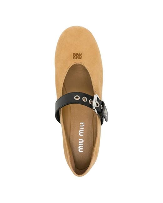Miu Miu White Suede Ballet Flats
