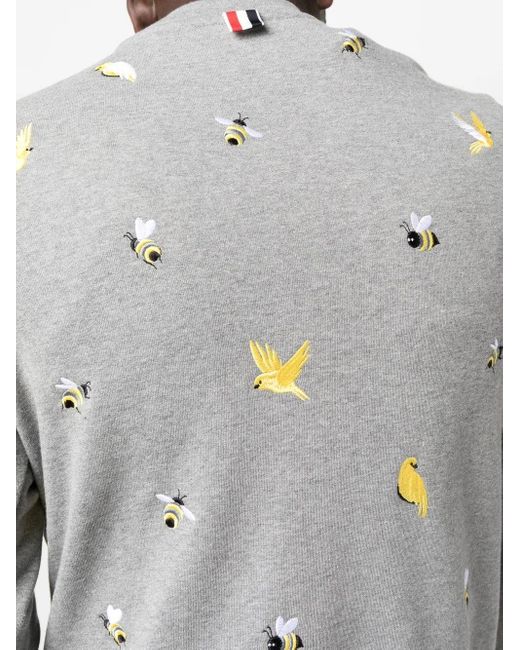 Thom Browne Gray Embroidered Cotton Sweatshirt for men