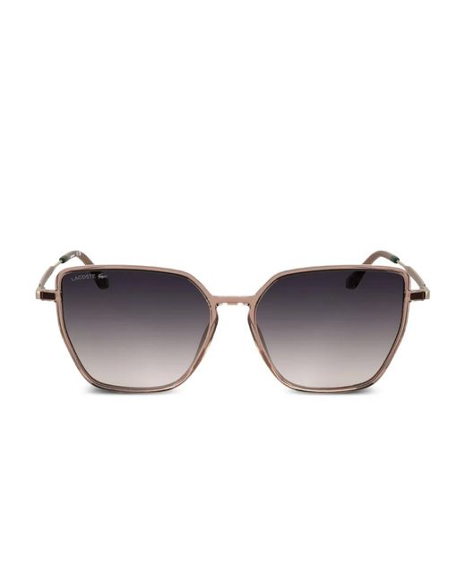 Lacoste Gray Geometric-Frame Sunglasses