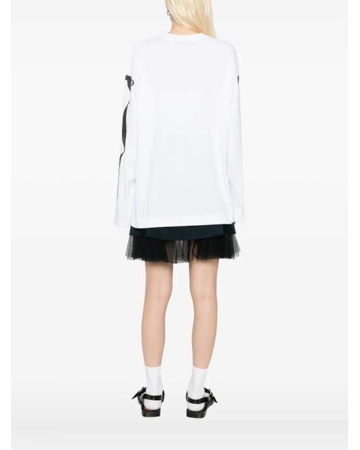 Simone Rocha White T-Shirt Mit Schleifen-Print