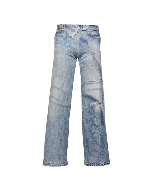 La Maskarade Blue Trompe L'Oeil Straight Trousers for men