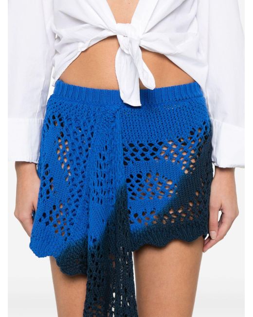The Attico Blue Draped-detail Knitted Skirt
