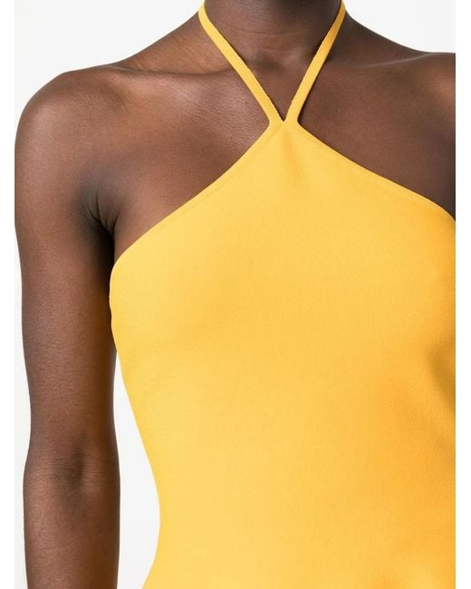 Stella McCartney Yellow Peplum-Hem Halterneck Top