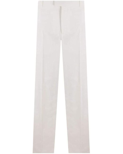 Bottega Veneta White Straight-leg Cotton Trousers