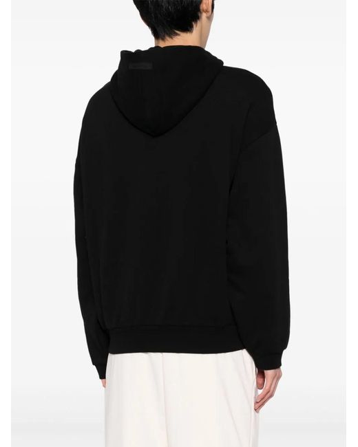 Fear Of God Black Logo-print Cotton-blend Hoodie for men