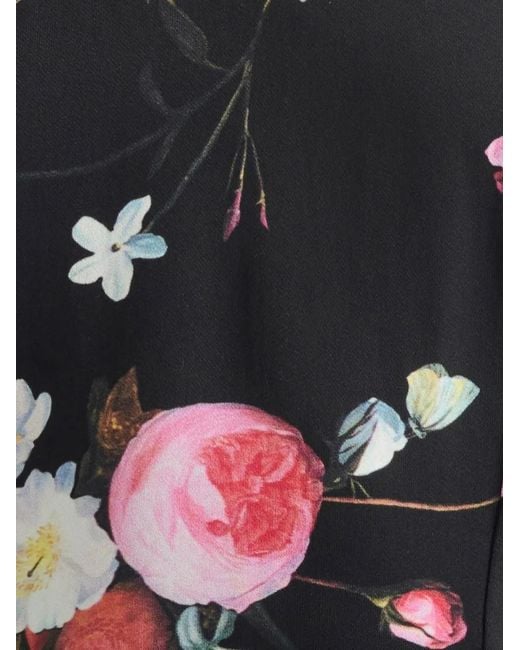Erdem White Long-Sleeves Floral-Print Midi Dress