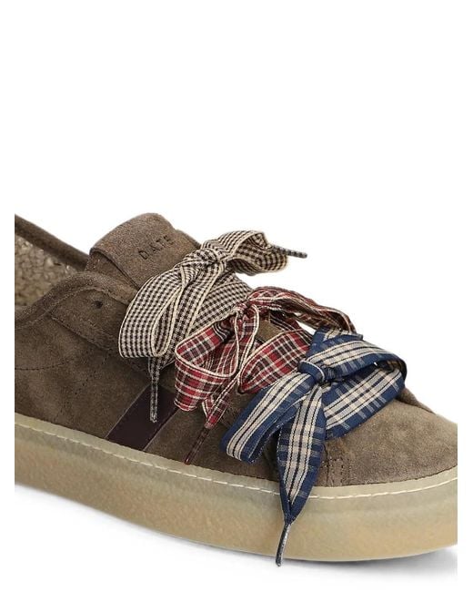 Date Brown Bow-Embellished Suede Sneakers