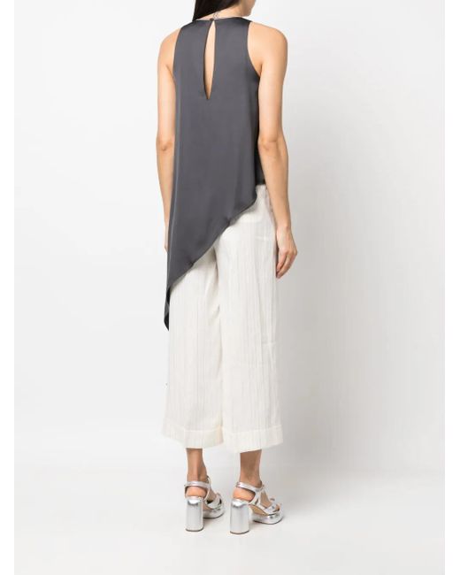 Peserico Gray Asymmetric-Hem Sleeveless Blouse