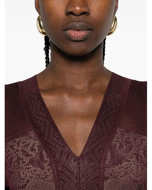Twinset Purple Maxi V-Neck Dress