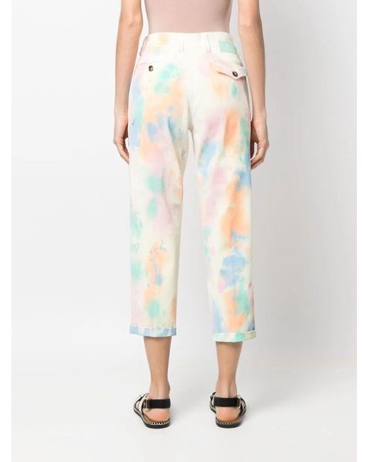 PT Torino Multicolor Abstract-Print Pressed-Crease Cropped Trousers