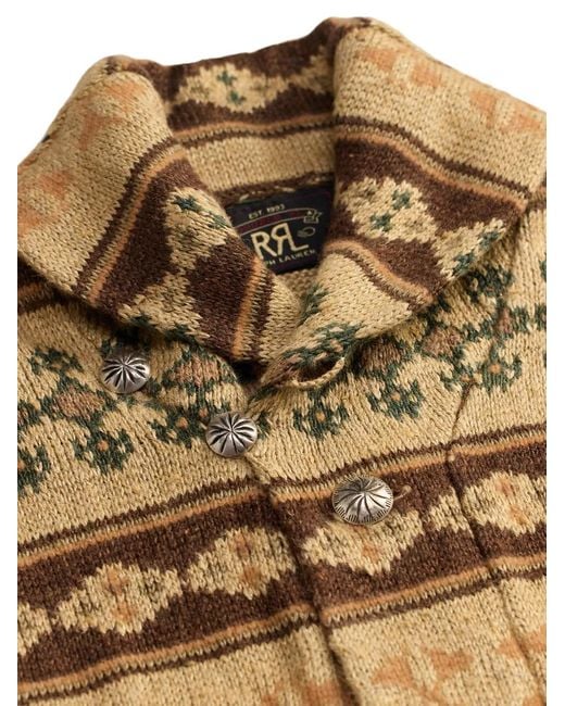 RRL Brown Patterned Shawl-Collar Cardigan for men
