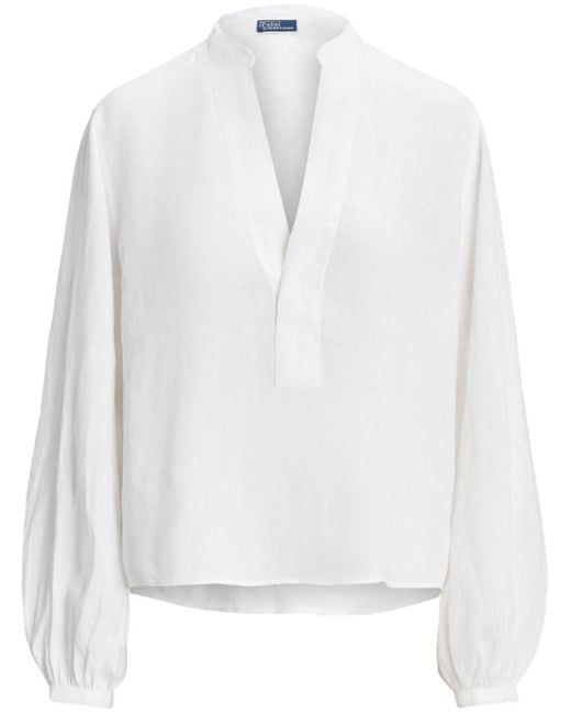 Blusa con cuello en V Polo Ralph Lauren de color White
