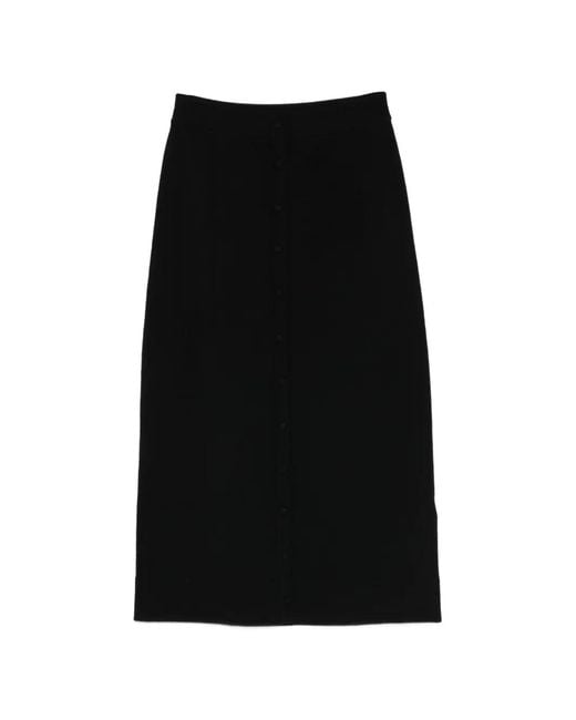 Victoria Beckham Black Button-Detail Midi Skirt