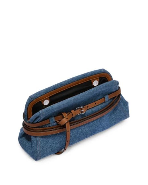 Moschino Blue Belted Denim Clutch Bag