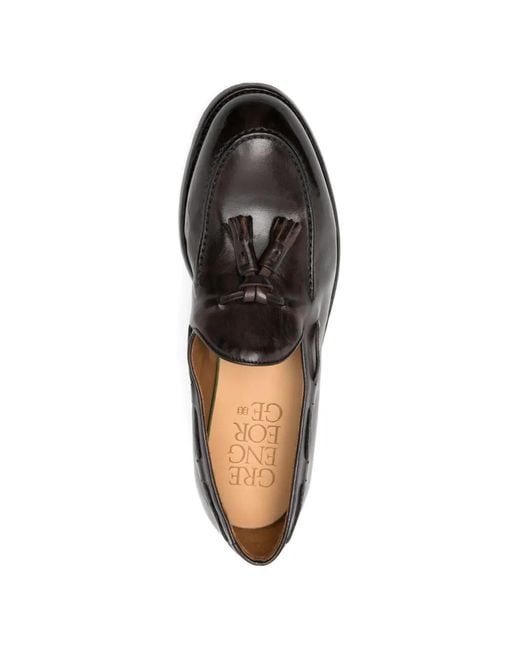 Green George Black Tassel Loafers for men