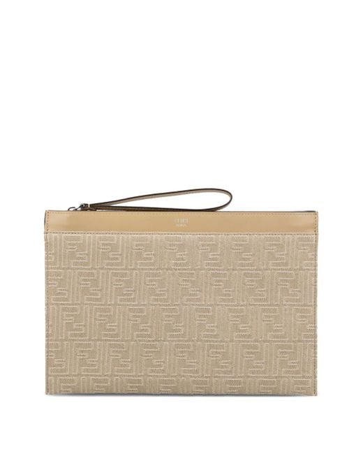 Fendi Mittelgroße Clutch aus FF-Jacquard in Natural für Herren