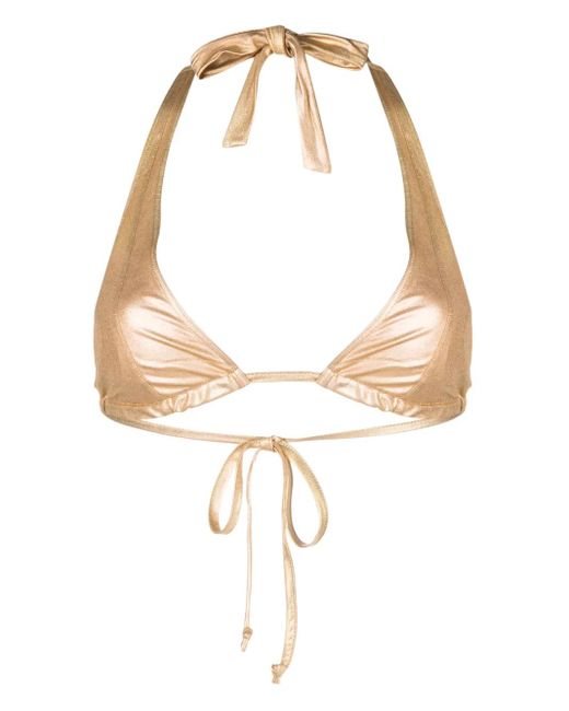 Forte_forte White Halterneck Metallic Bikini