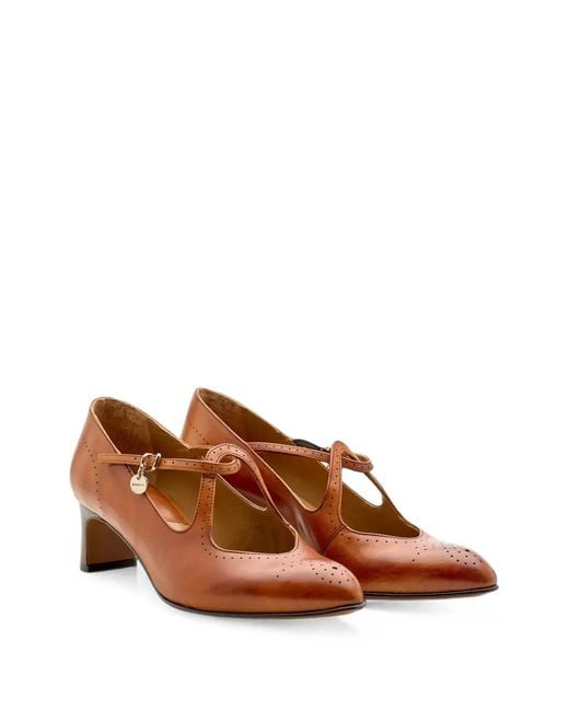 Lottusse Brown Smithson T-Strap Pumps