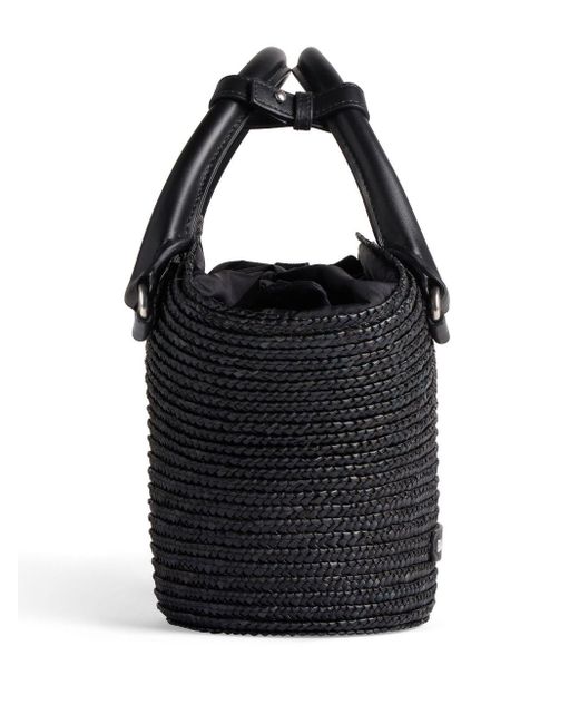 Balenciaga Black Braided-raffia Mini Tote Bag