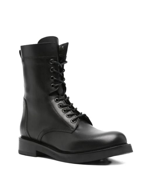 Julie Dee Black Lace-Up Leather Boots