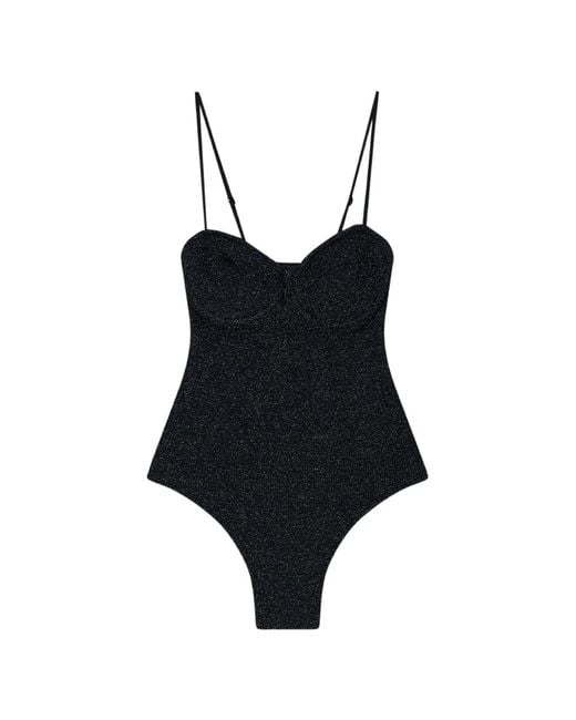Mc2 Saint Barth Black Crinkle-Lurex Swimsuit