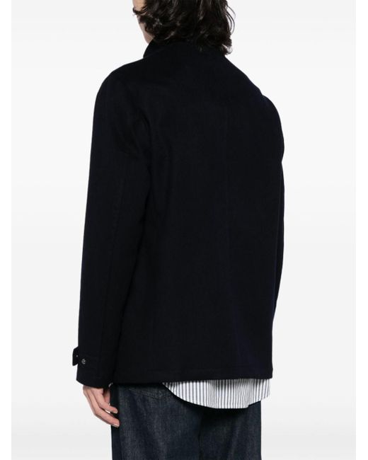 Paul & Shark Black Cashmere Zip-up Coat for men