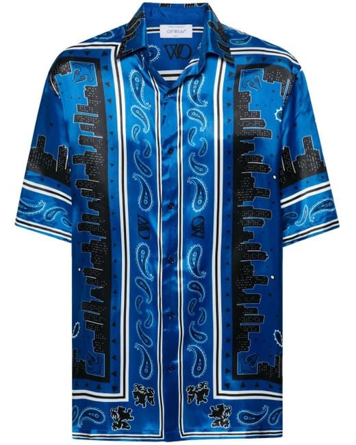 Off-White c/o Virgil Abloh Blue Bandana Vacation Shirt for men