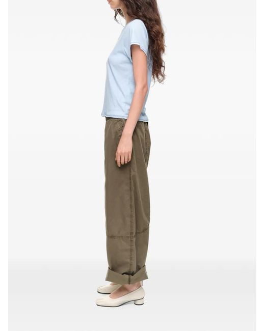 Bimba Y Lola Green Khaki Jogger Trousers With Decorative Stitching