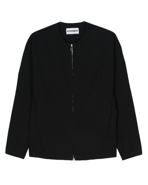 Attachment Black Collarless Zip-up Jacket for men