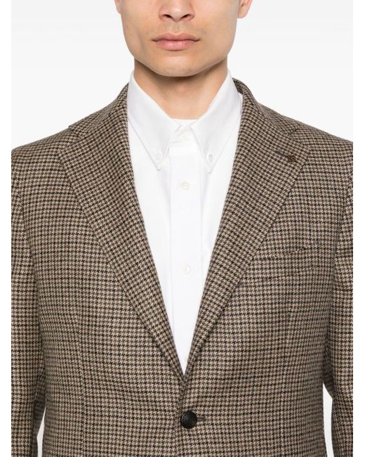 Tagliatore Brown Houndstooth-pattern Blazer for men