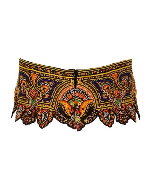 Etro Brown Bead-Embellished Top