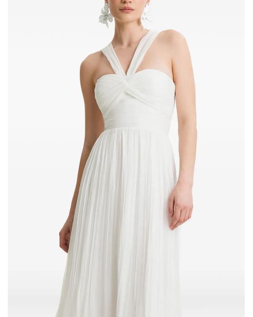 Framboise White Emme Pleated Midi Dress