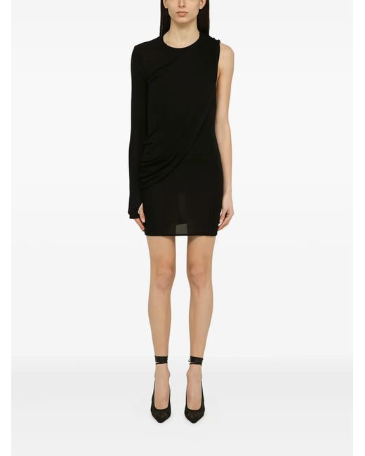 ANDREADAMO Black One-Sleeve Draped Dress