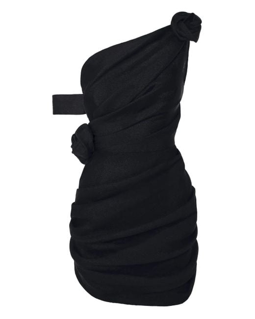 POST MERIDIEM Black Rose-Detail Mini Dress
