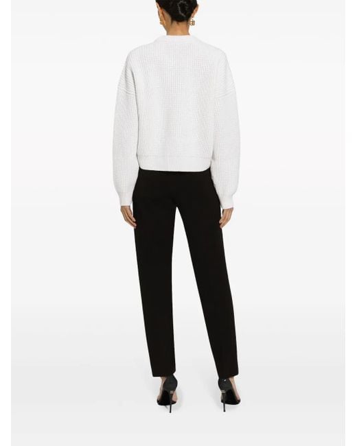 Dolce & Gabbana White Large Logo Chunky Knit