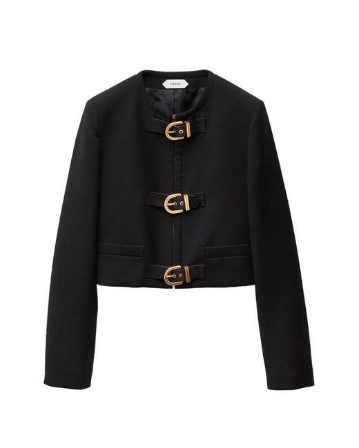Versace Black Natté Wool Crop Jacket